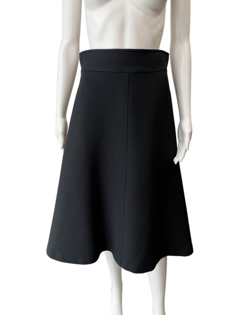 Christian Dior Black Wool Silk Midi Flare Skirt size 8/FR 40